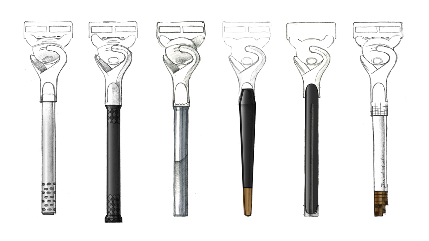 Cosmetic brush，Shaving knife，Tool combination，General image，industrial design，