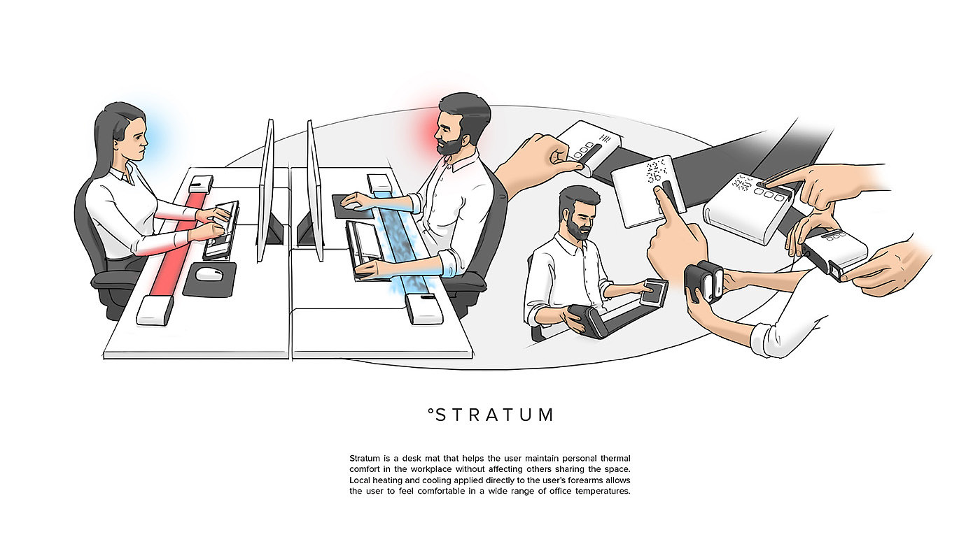 stratum，加热，制冷，暖手，办公用品，桌垫，工业设计，