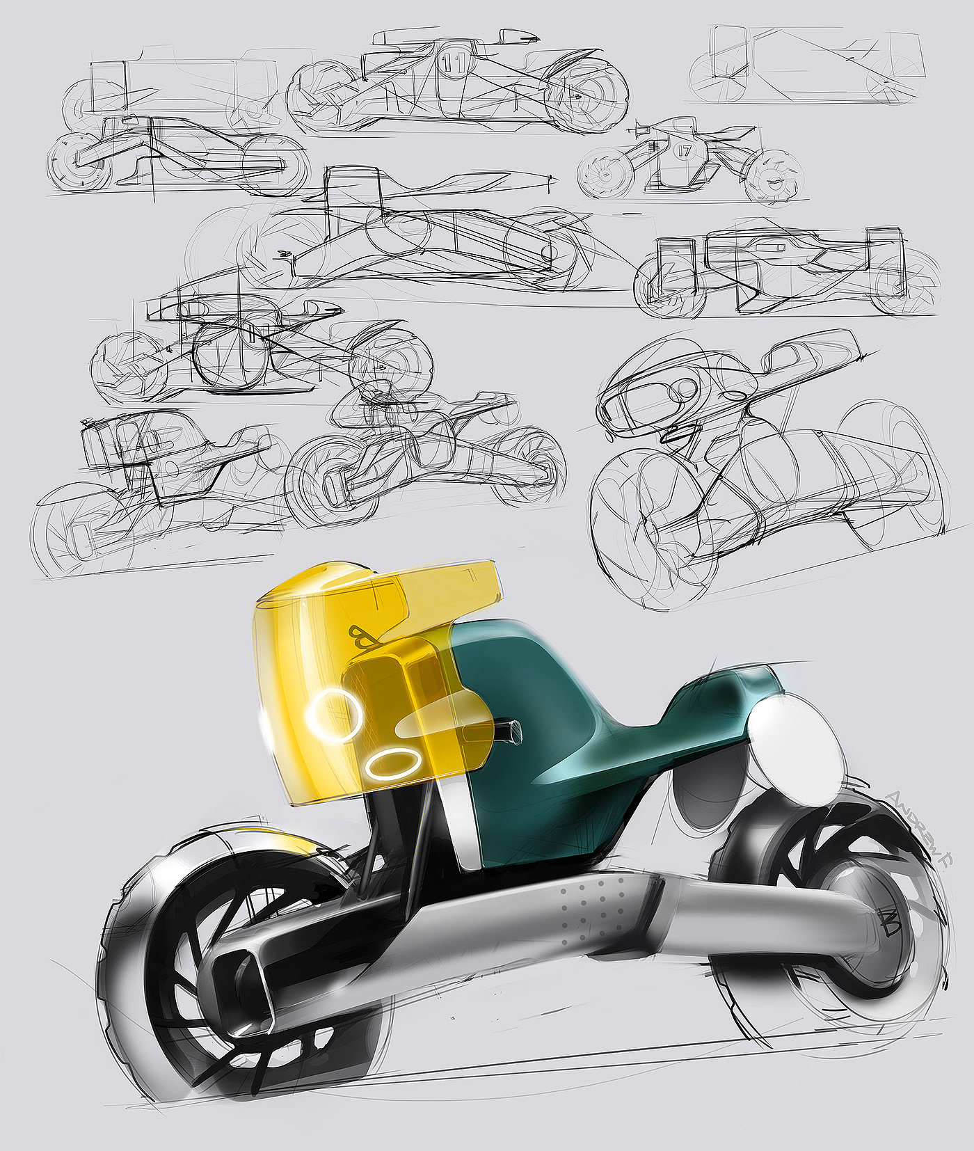 motorcycle，Sketch competition，motorcycle，Hand drawn，