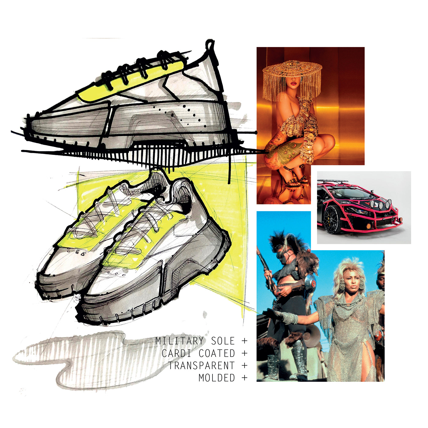 fashion，footwear，sneakers，Hand drawn，Cardi B Club C，