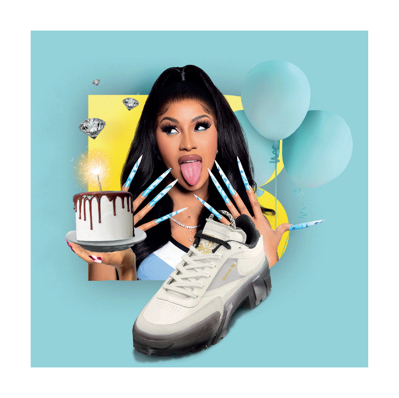 fashion，footwear，sneakers，Hand drawn，Cardi B Club C，