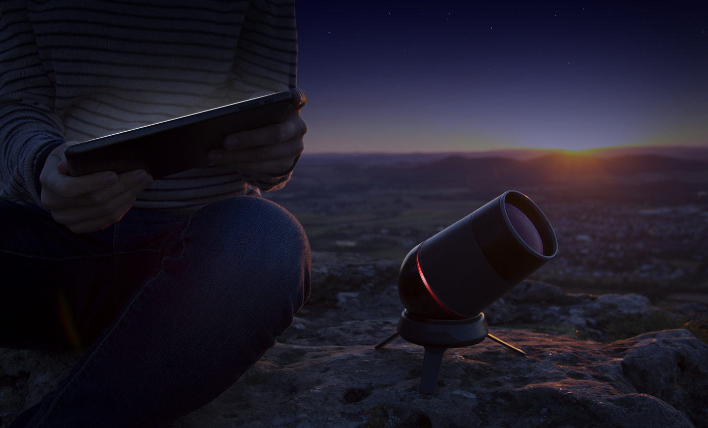 Explore the stars，beginner ，Intelligent astronomical telescope，General image，industrial design，