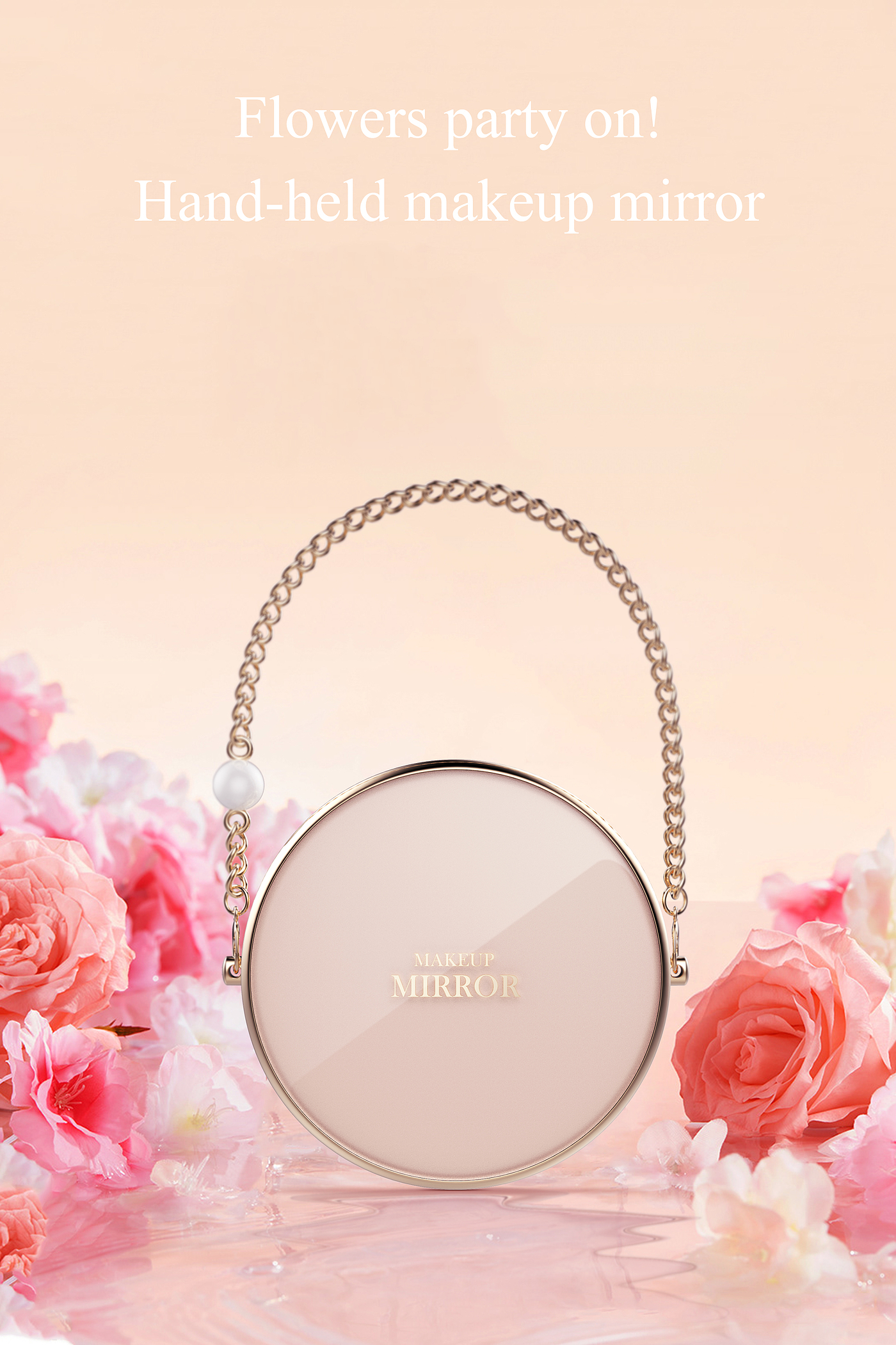 american，Beautiful，decoration，makeup mirror，makeups，Necklace，Pearl，Portable，