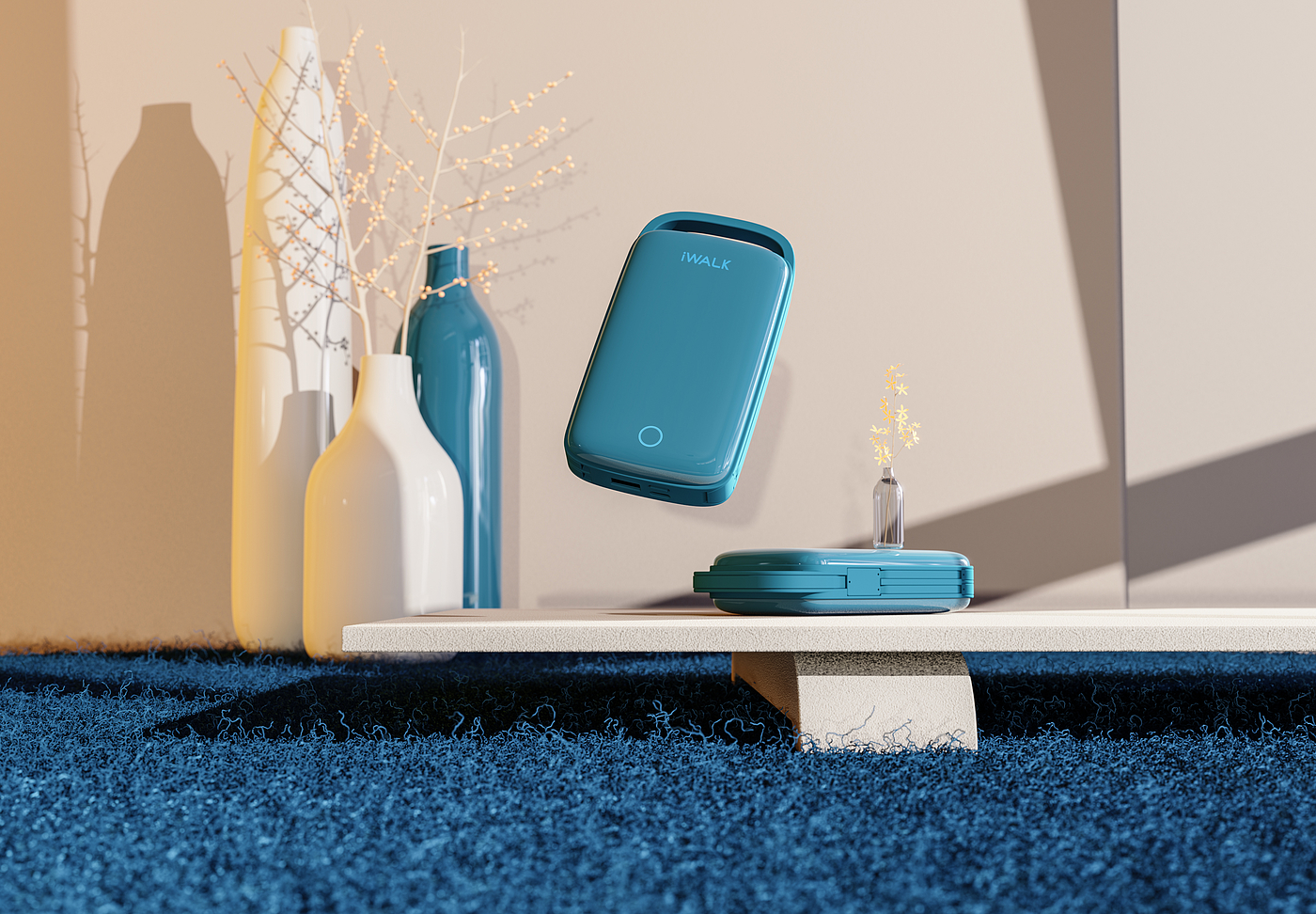 Mobile power supply 20000mah，Two in one built-in line，PD fast charge，Portable，
