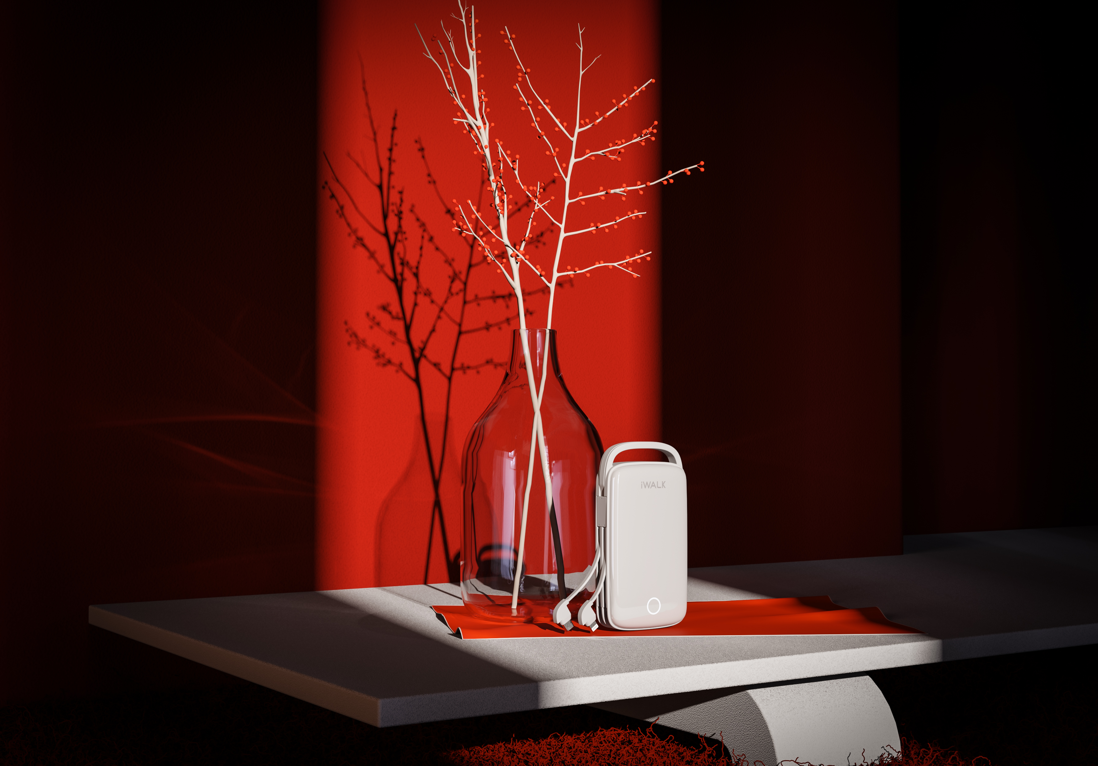 Mobile power supply 20000mah，Two in one built-in line，PD fast charge，Portable，