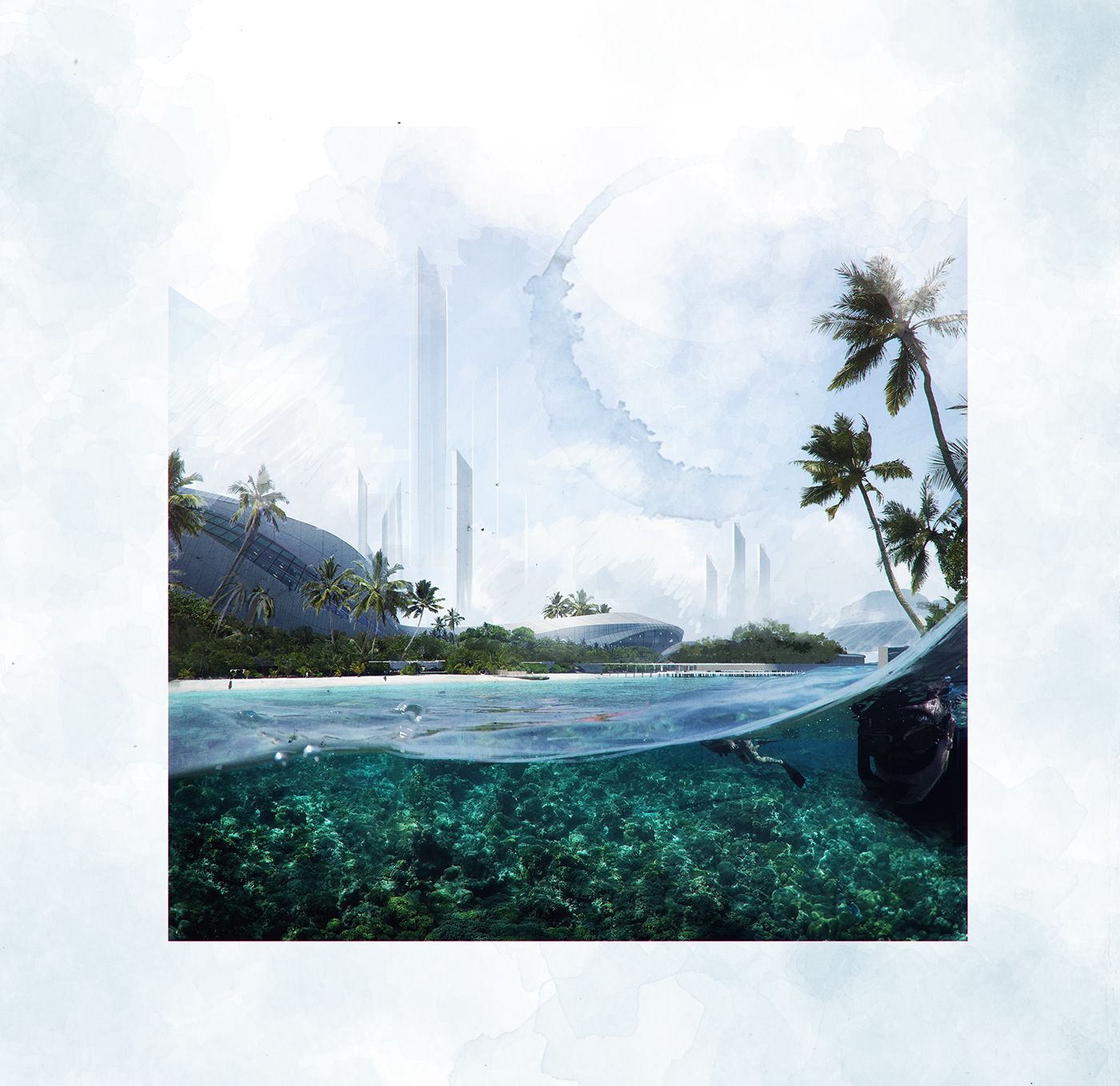 beach，island，Architecture，villa，