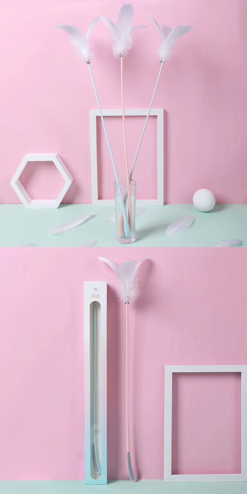 Rabbit ear tease cat stick，Pet products，