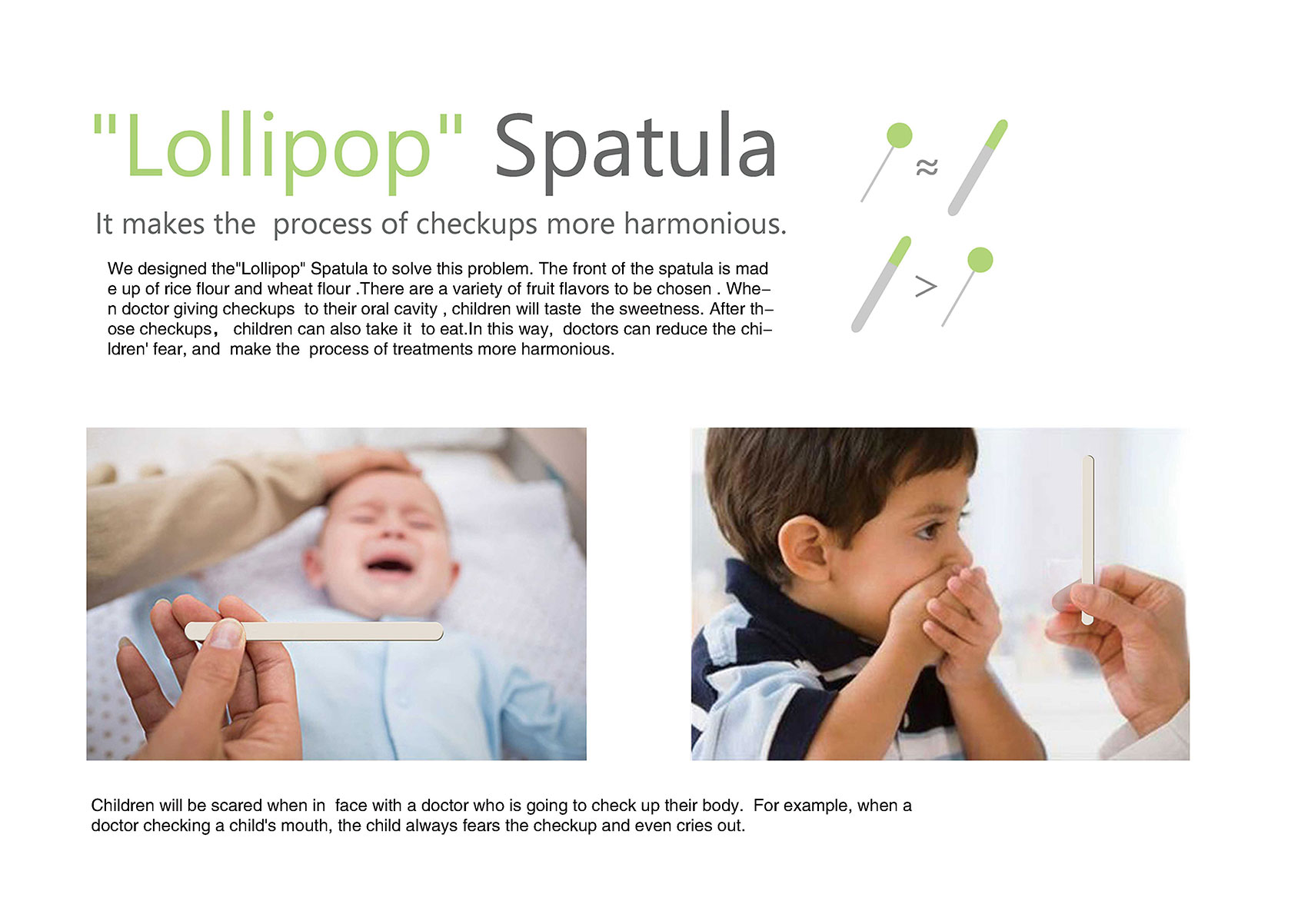 lollipop，Tongue depressor，children，medical care，Red Star Award，