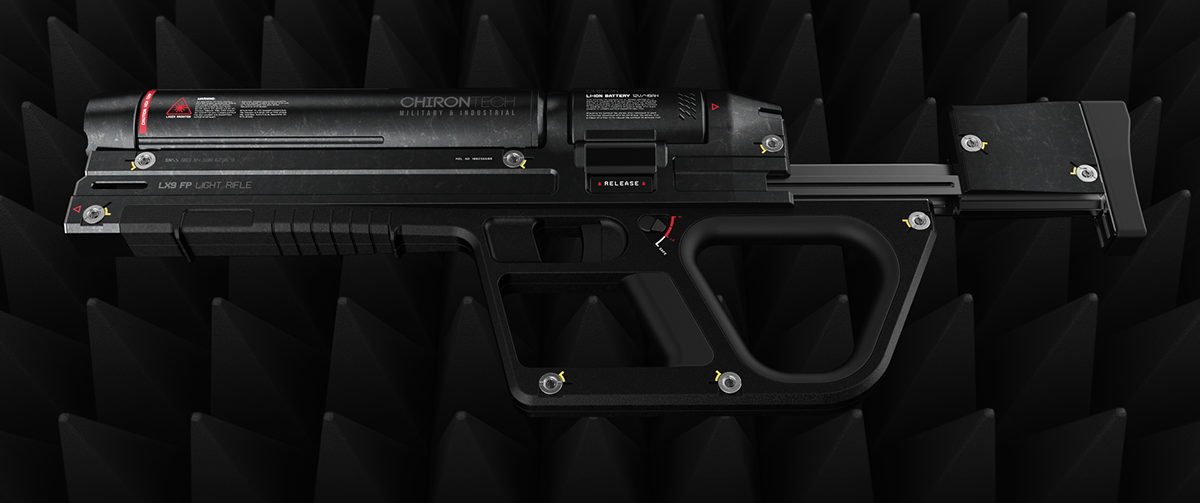 Space weapon，light rifle，High intensity laser weapon，military，General image，industrial design，
