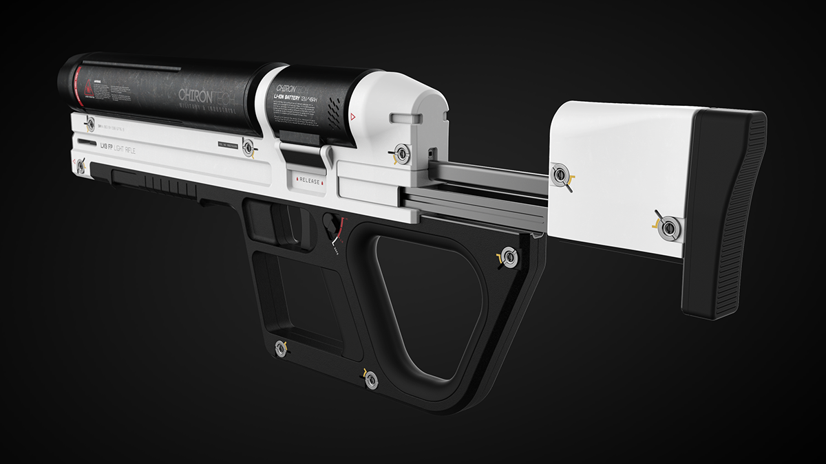 Space weapon，light rifle，High intensity laser weapon，military，General image，industrial design，