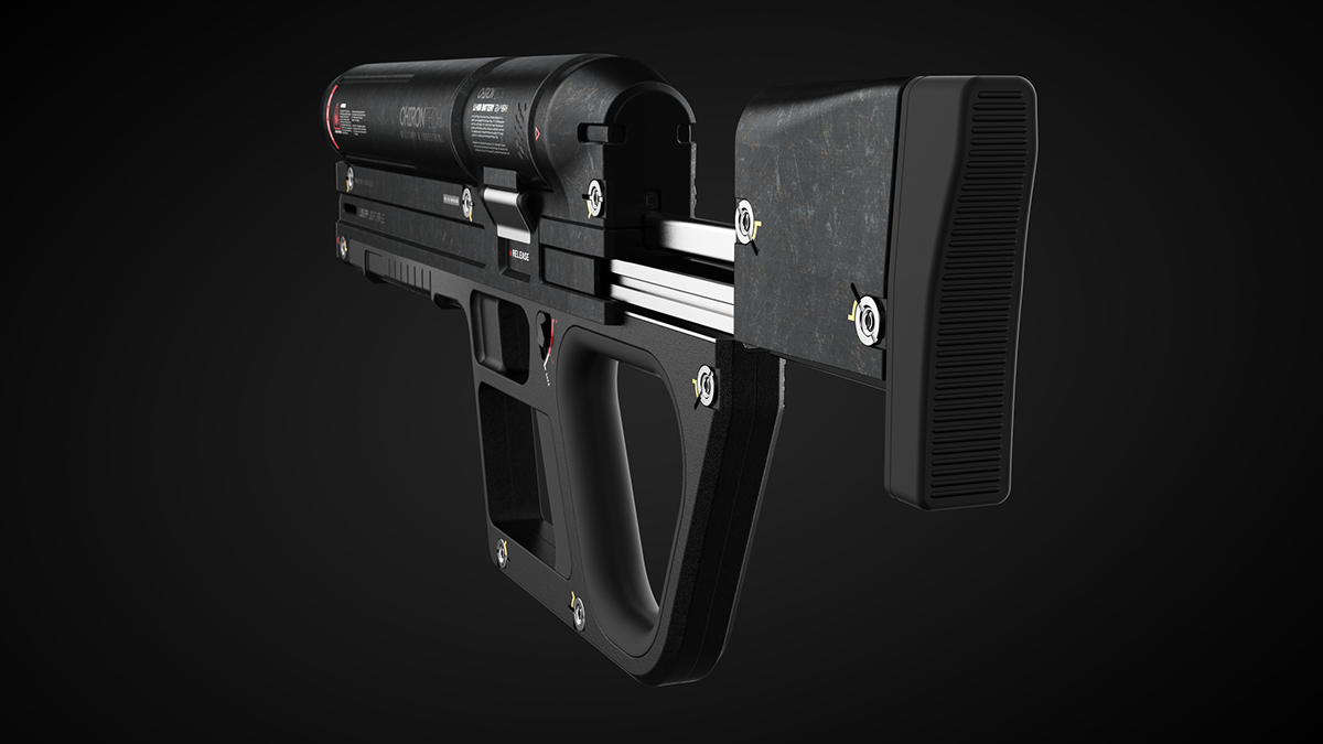 Space weapon，light rifle，High intensity laser weapon，military，General image，industrial design，