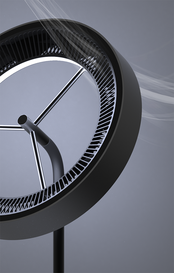 Household appliances，pedestal fan，No fan page，unique，industrial design，originality，innovate，