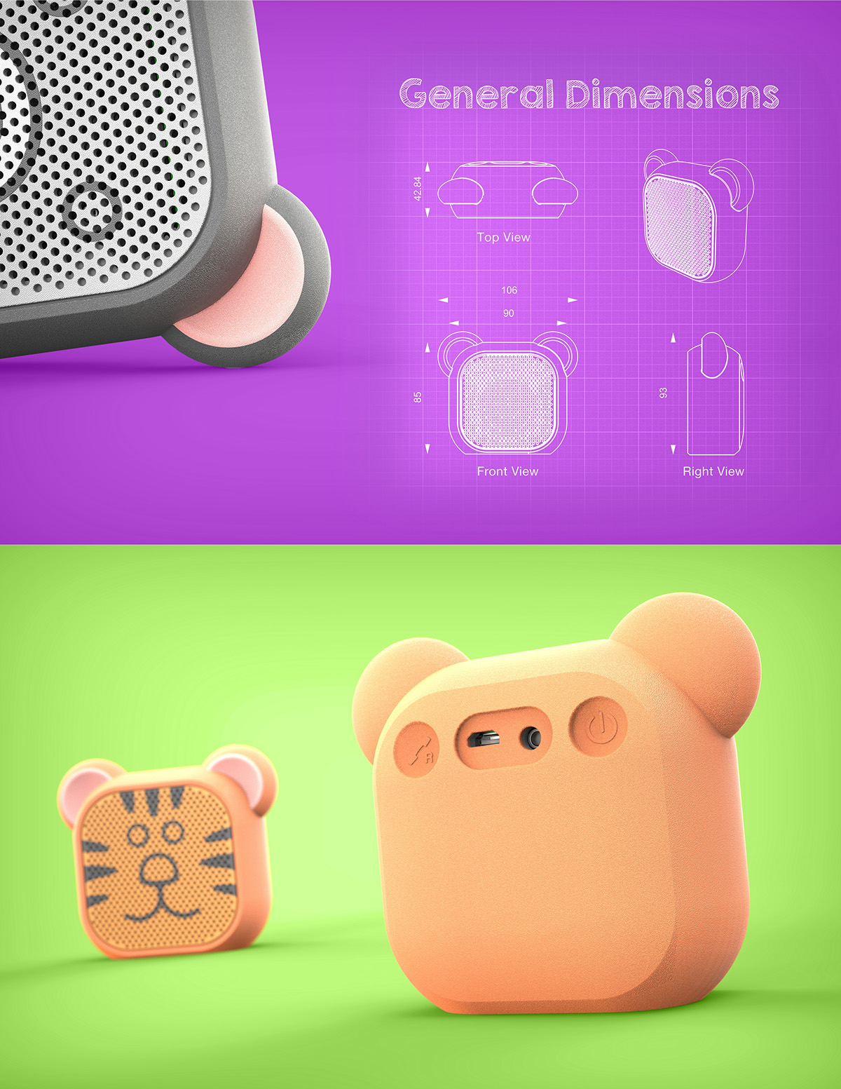 lovely，Children's products，Portable Bluetooth speaker，General image，industrial design，