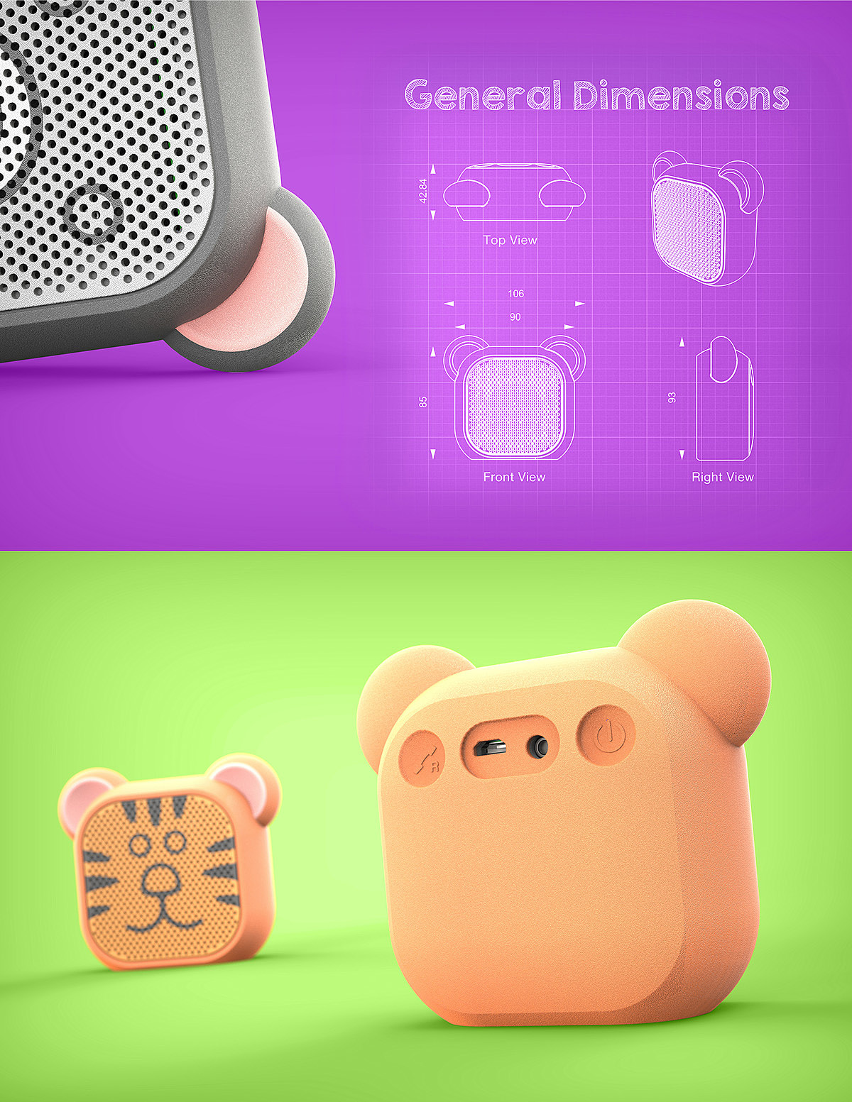 lovely，Children's products，Portable Bluetooth speaker，General image，industrial design，