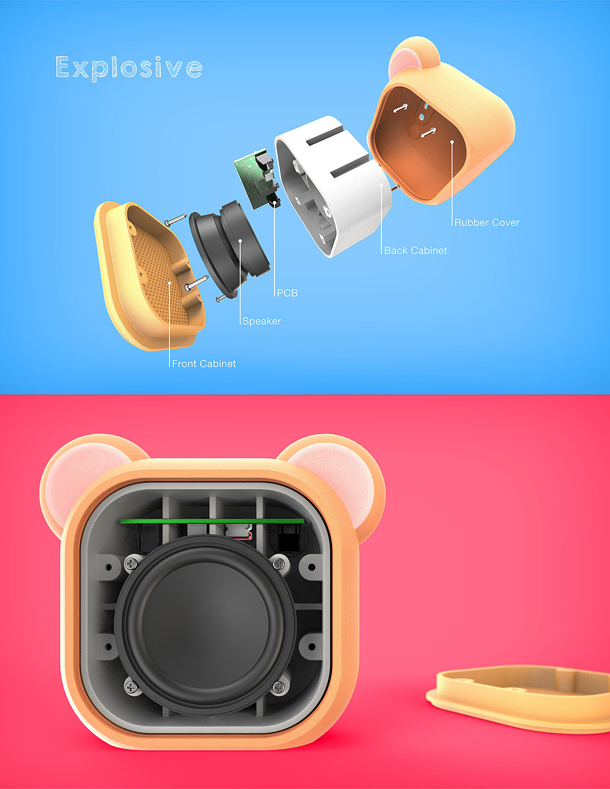 lovely，Children's products，Portable Bluetooth speaker，General image，industrial design，
