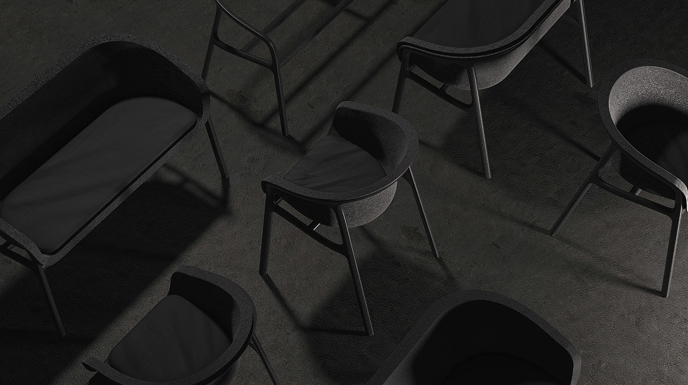 三椅，双椅，黑色，简单，经典，椅子，