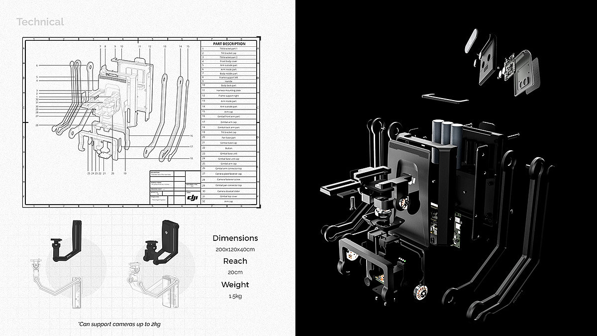 DJI Ronin-L，概念设计，相机稳定器，数码，