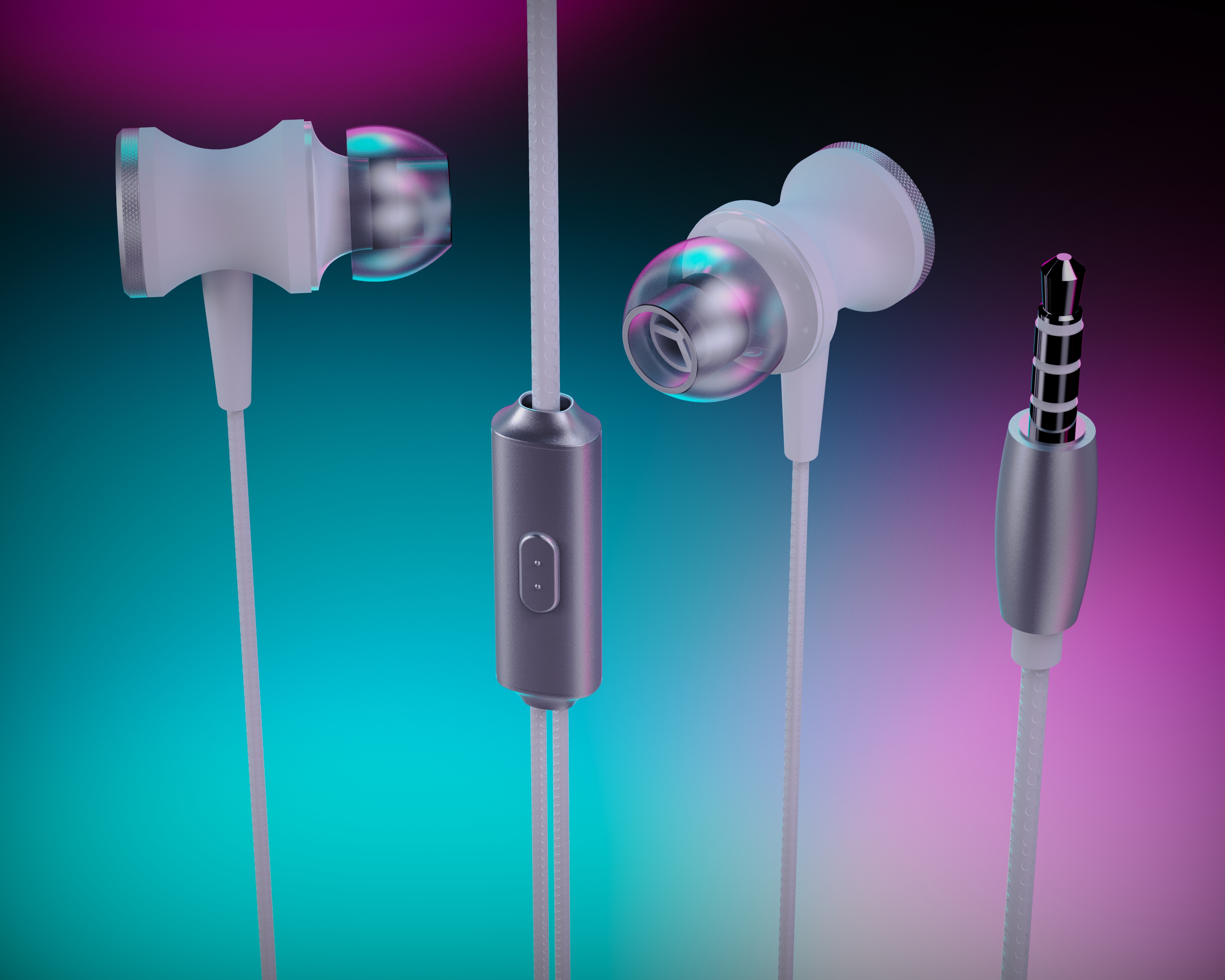 wired，headset，Render，