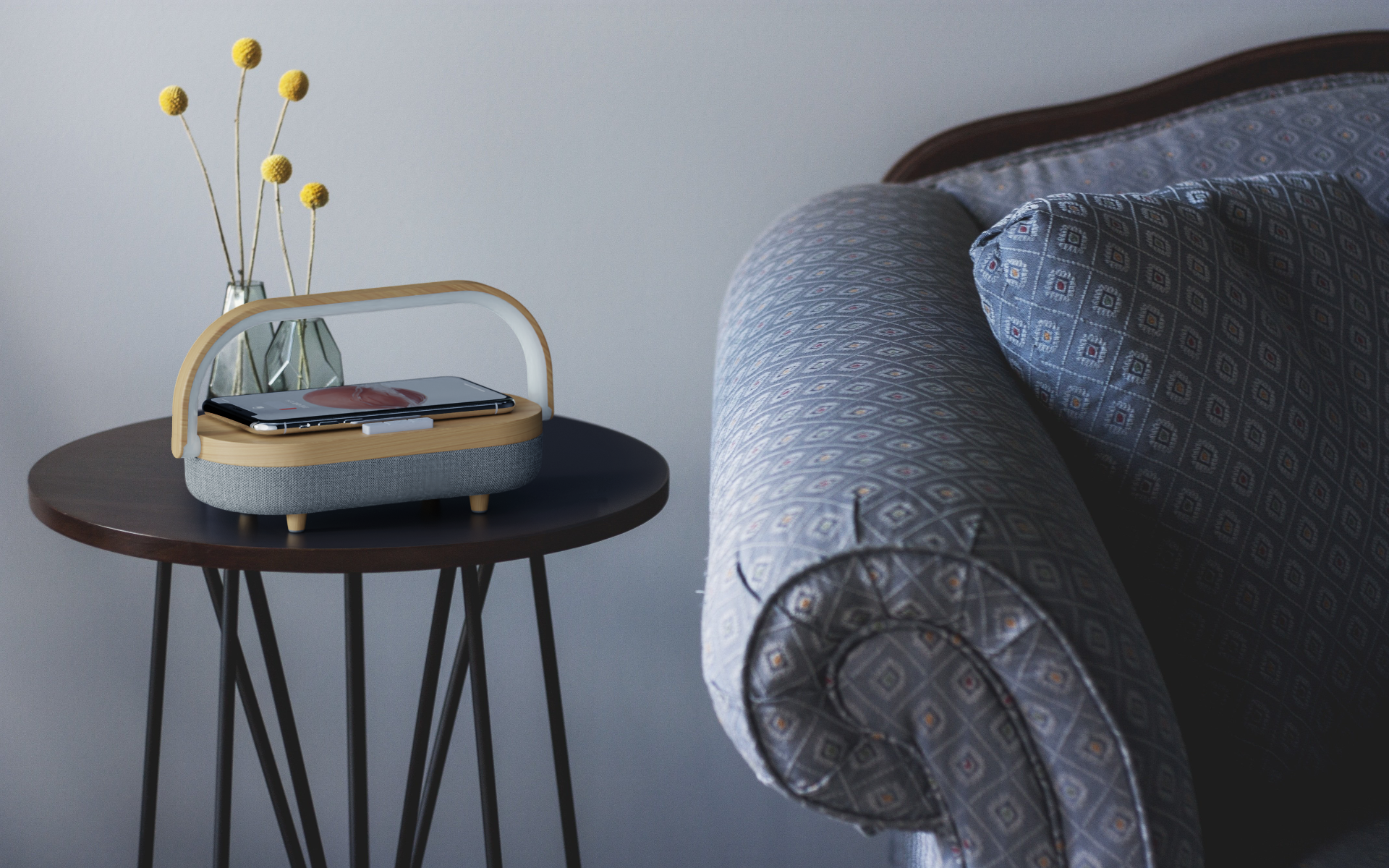 Product rendering，3D rendering，Wireless charging，Bluetooth Speaker ，Music desk lamp，