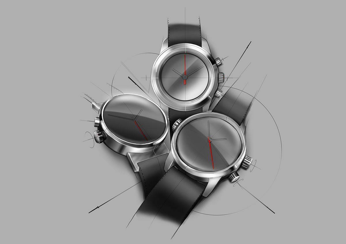 Hand drawn，line，fine，lifelike，Wrist watch，