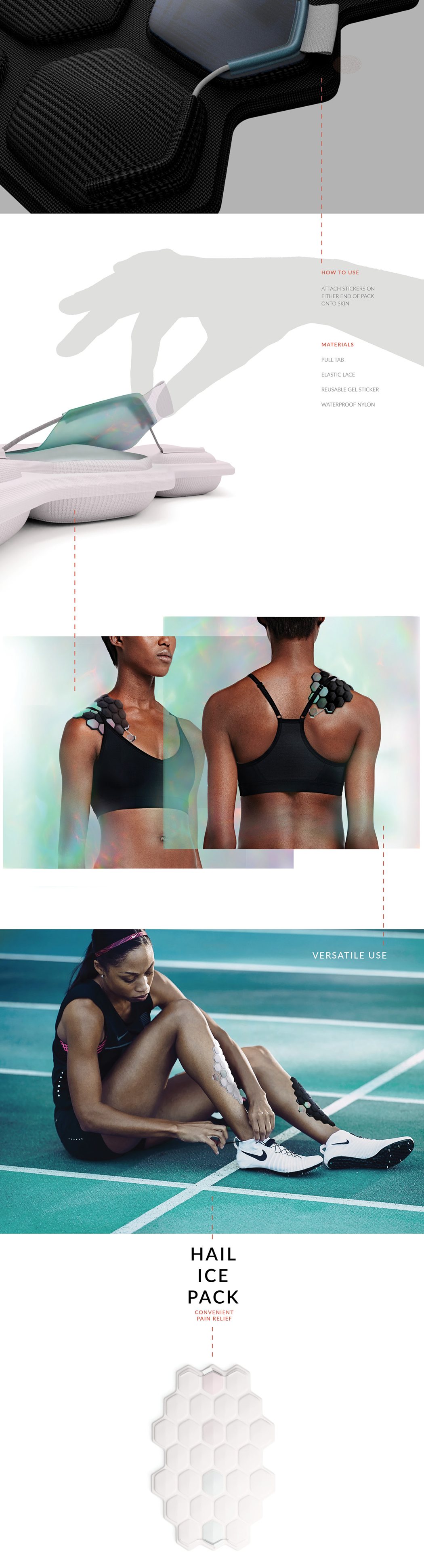 Ice compress，Hexagonal design，Microgel beads，Ergonomics，