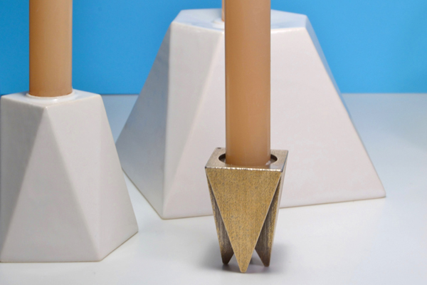 polygon，Candle holder，ceramics，brass，Combination design，originality，