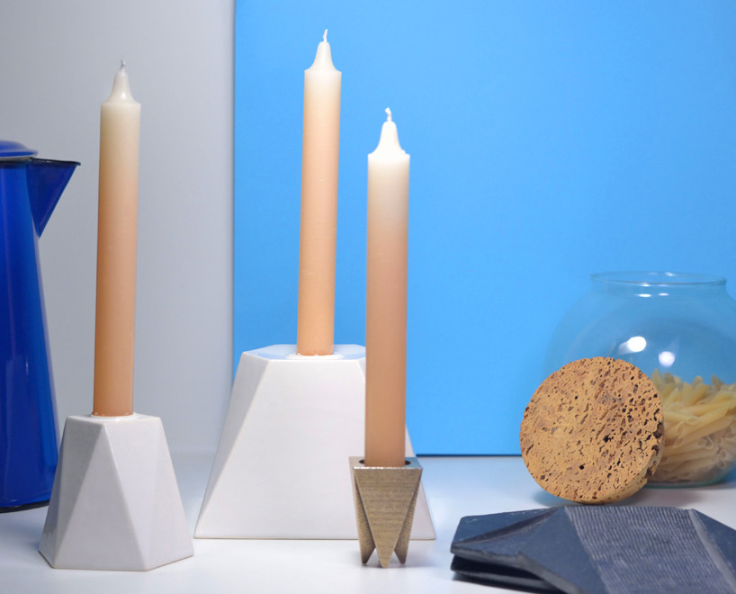 polygon，Candle holder，ceramics，brass，Combination design，originality，