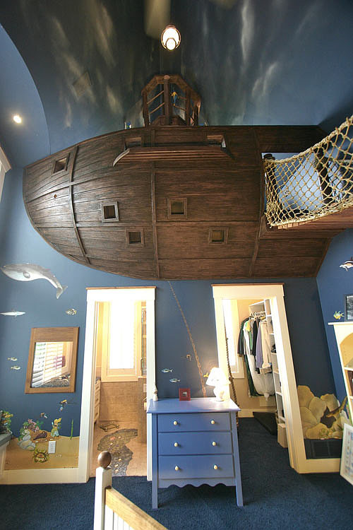 海盗船，卧室，儿童房间，室内设计，
