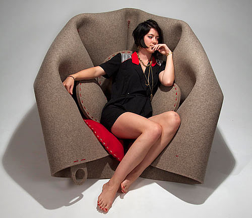 羊毛，个人空间，“子宫”形状，休息椅子，