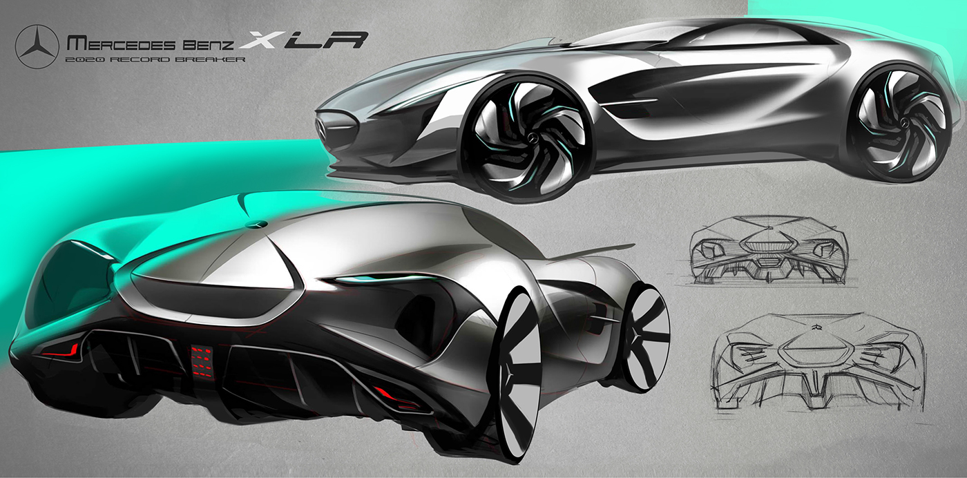 Hand drawn，Benz，xlr，conceptual design，line，