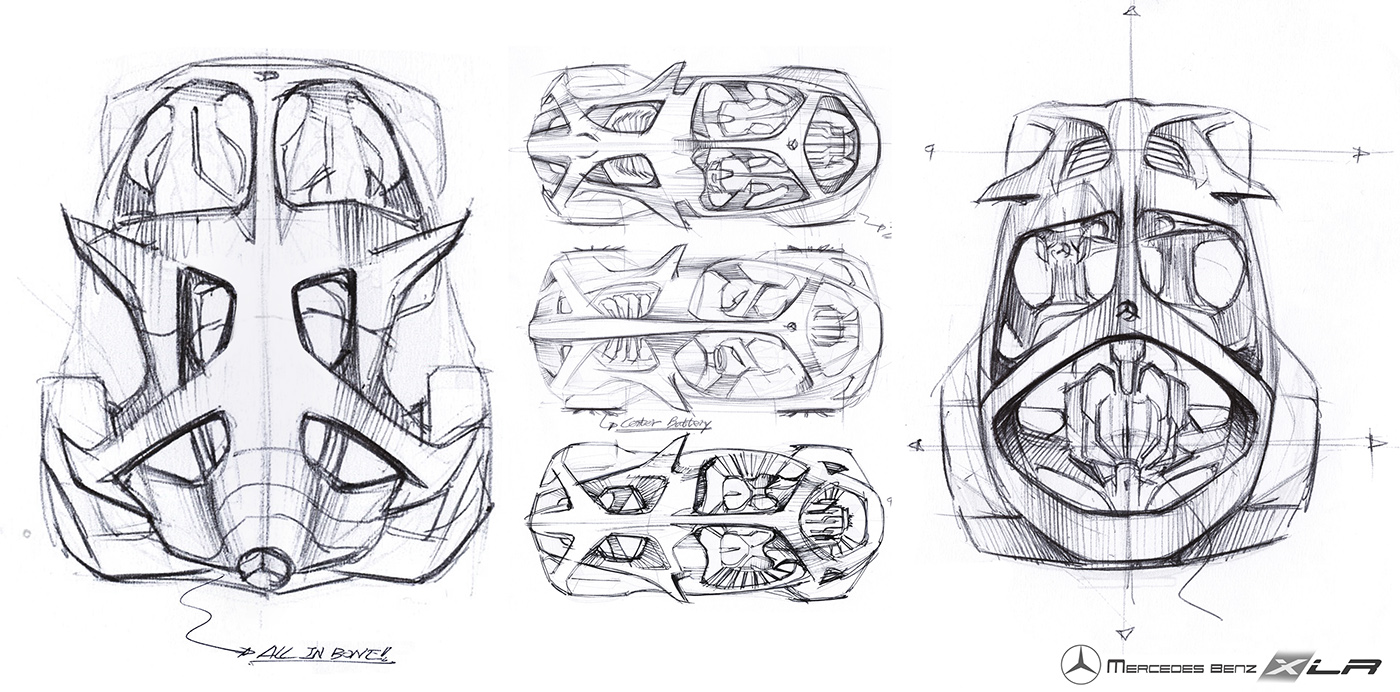 Hand drawn，Benz，xlr，conceptual design，line，