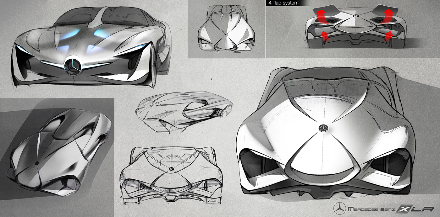 Hand drawn，Benz，xlr，conceptual design，line，