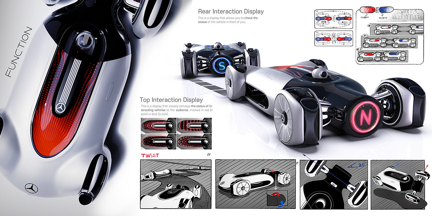 Automobile design，concept，Hand drawn，Benz，VISION MAGNET，racing，magnetic，