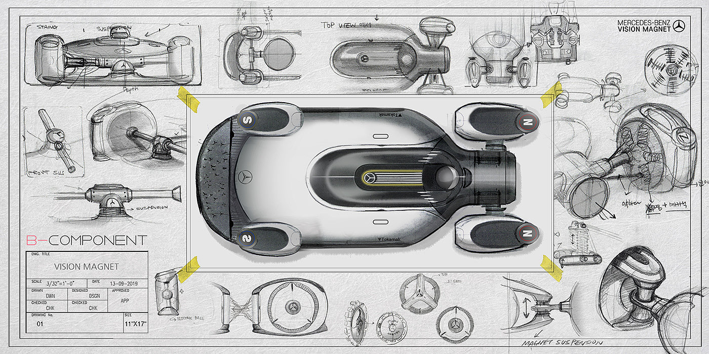 汽车设计，概念，手绘，奔驰，VISION MAGNET，赛车，磁性，