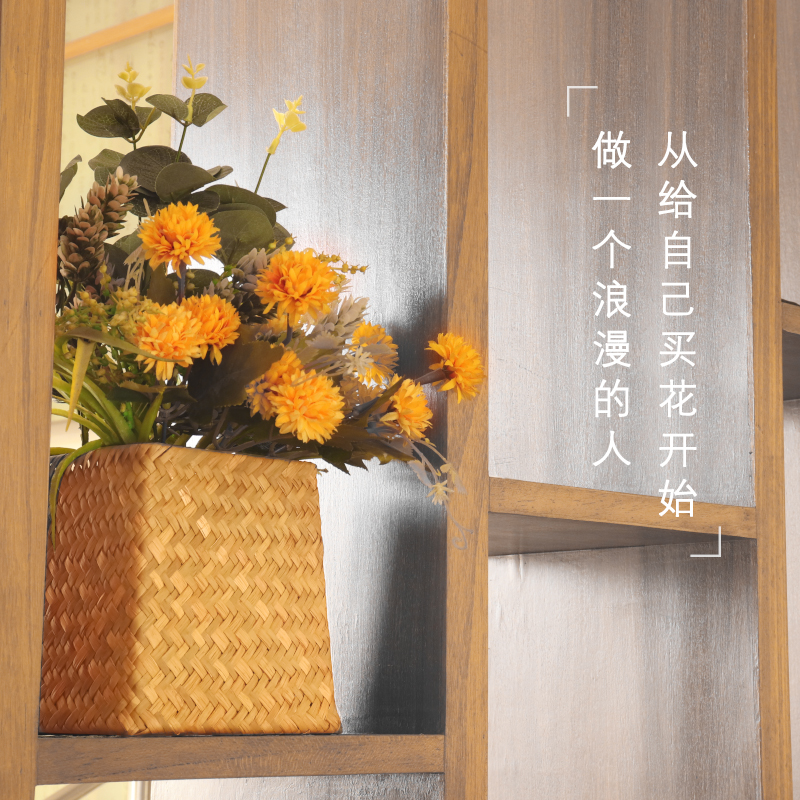 Straw flower basket，Woven vase，Floral ornaments，Pastoral style，