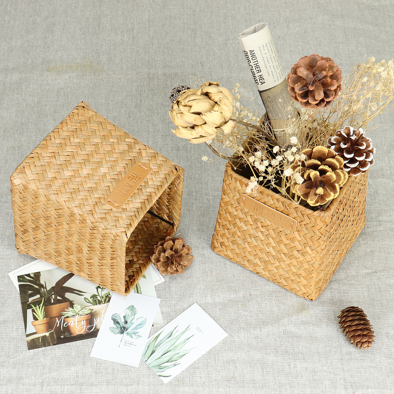 Straw flower basket，Woven vase，Floral ornaments，Pastoral style，