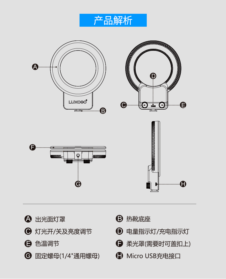Photographic fill light，Camera Equipment，Led fill light，Ring fill lamp，Photographic lamp，Film and television lamp，