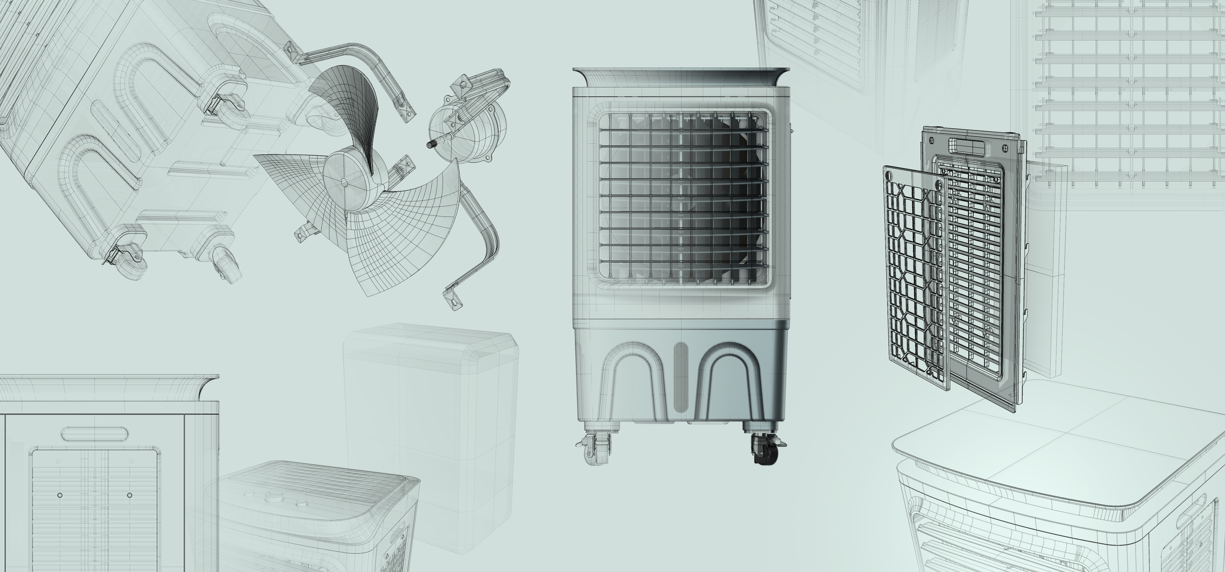 Air cooler，Industrial electrical appliances，Hot summer，product design，Pictographic industrial design，