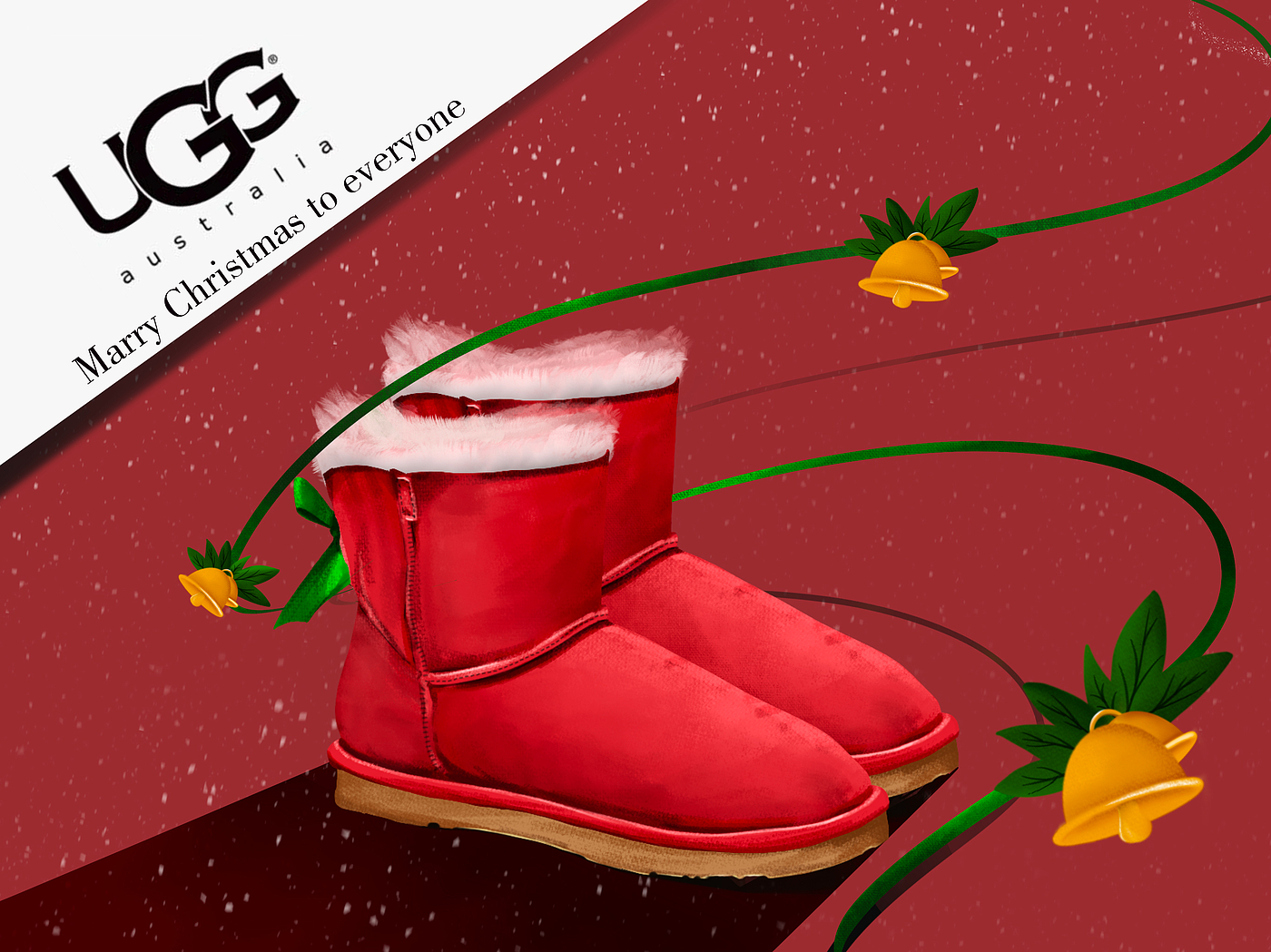 Snow boots，shoes，christmas，Red and green，UGG，