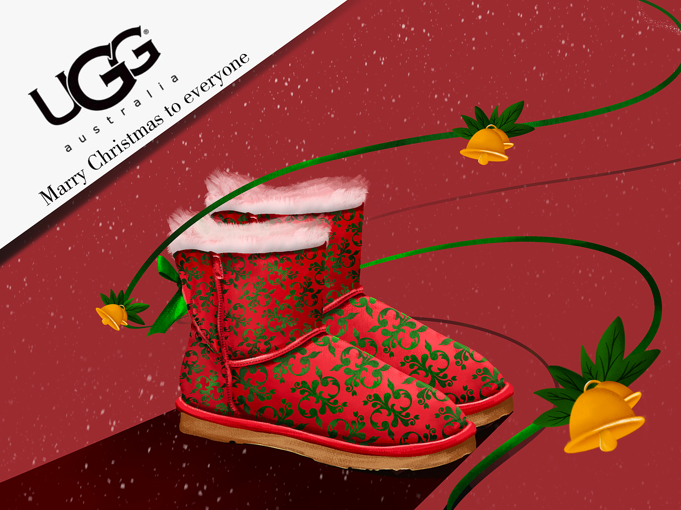 Snow boots，shoes，christmas，Red and green，UGG，