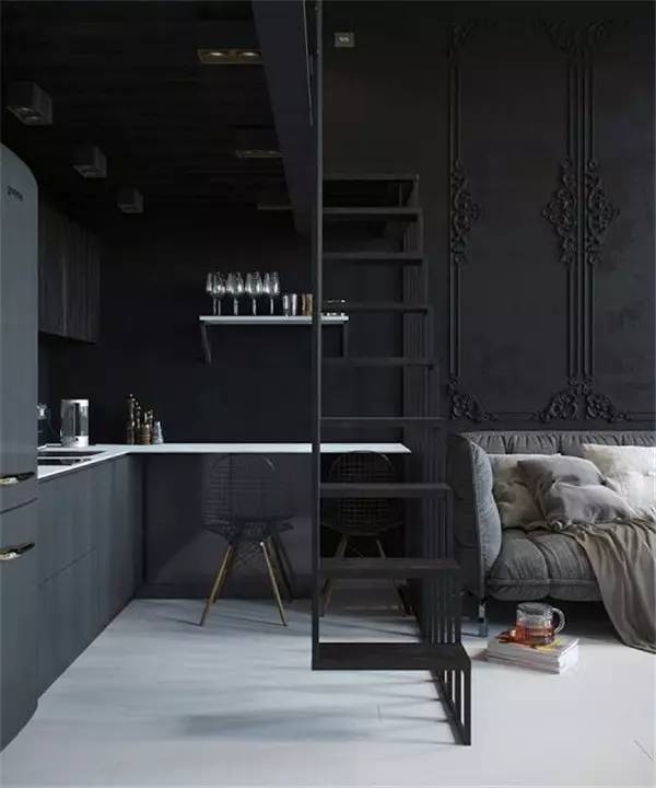 Interior design，Attic stairs，Space utilization，Material matching，