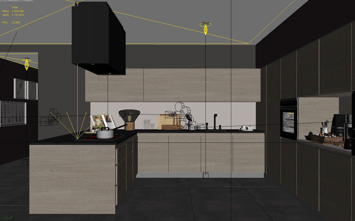 Kitchen design，Interior decoration，Interior design，Design modeling and process，