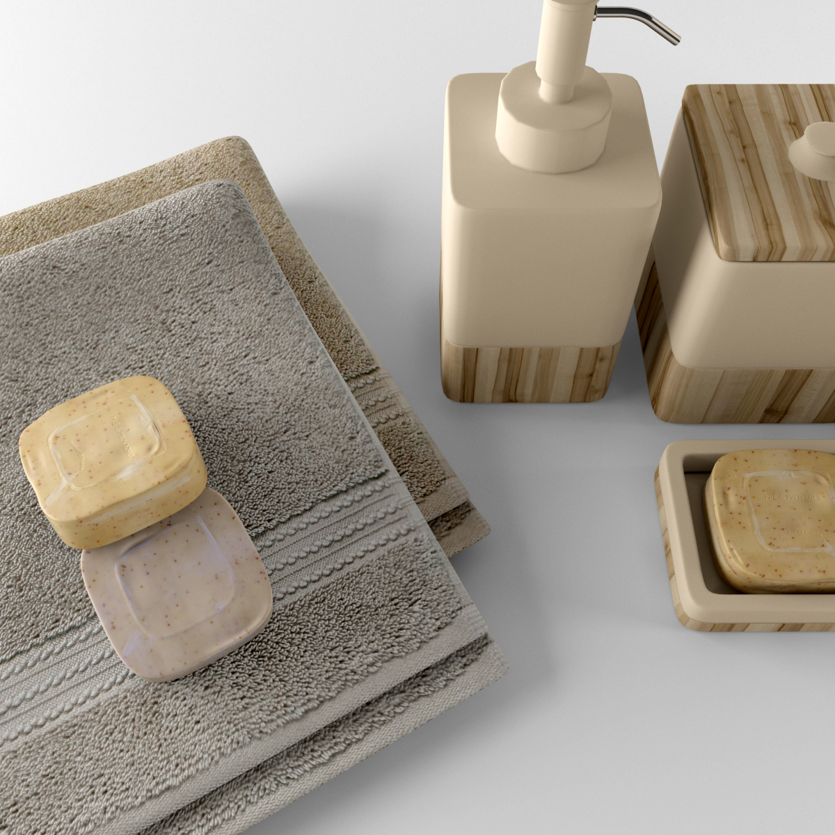 简洁大方的卫生间洗漱套装用具模型设计