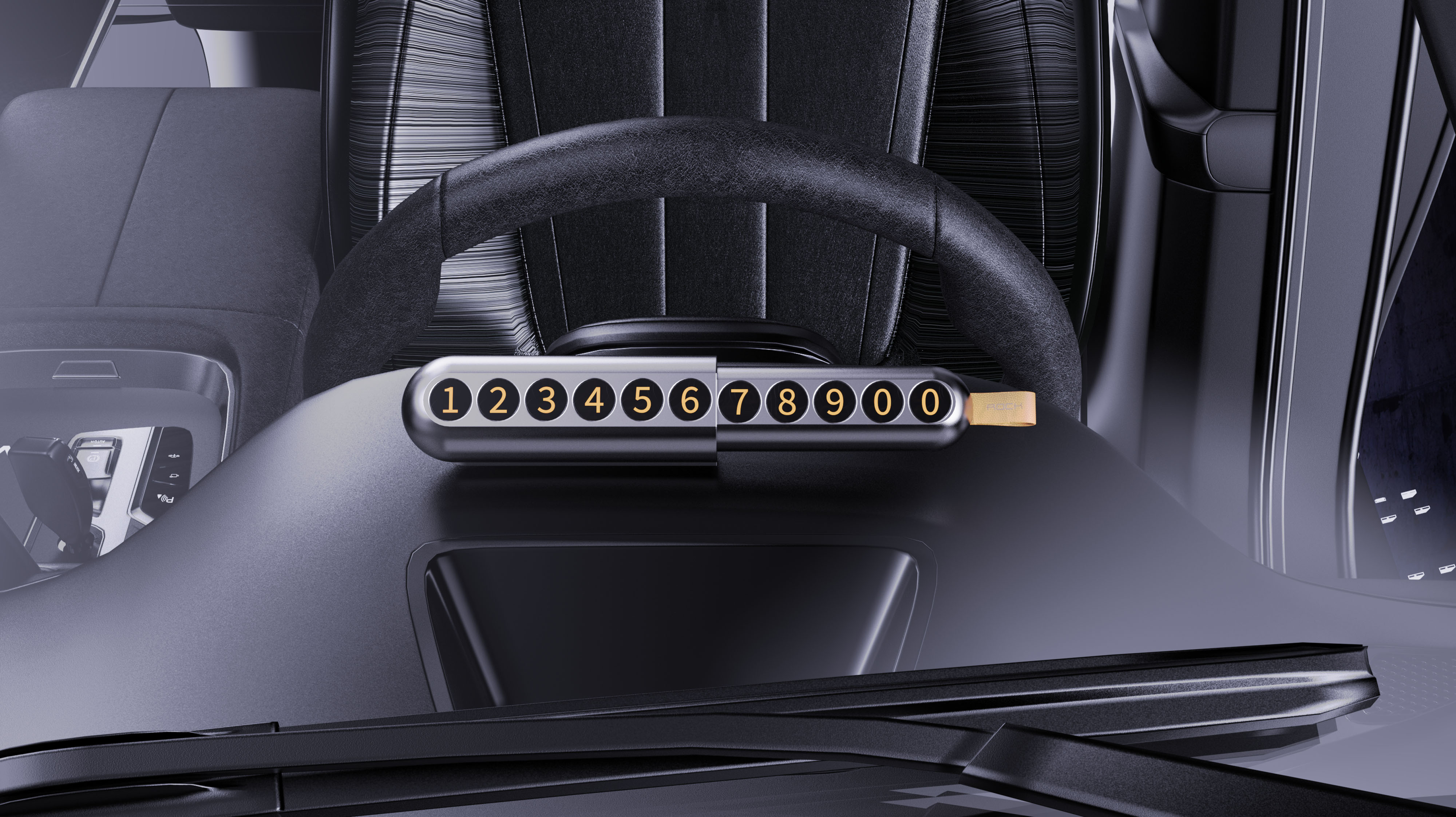 Number plate capsule pull parking leather details，