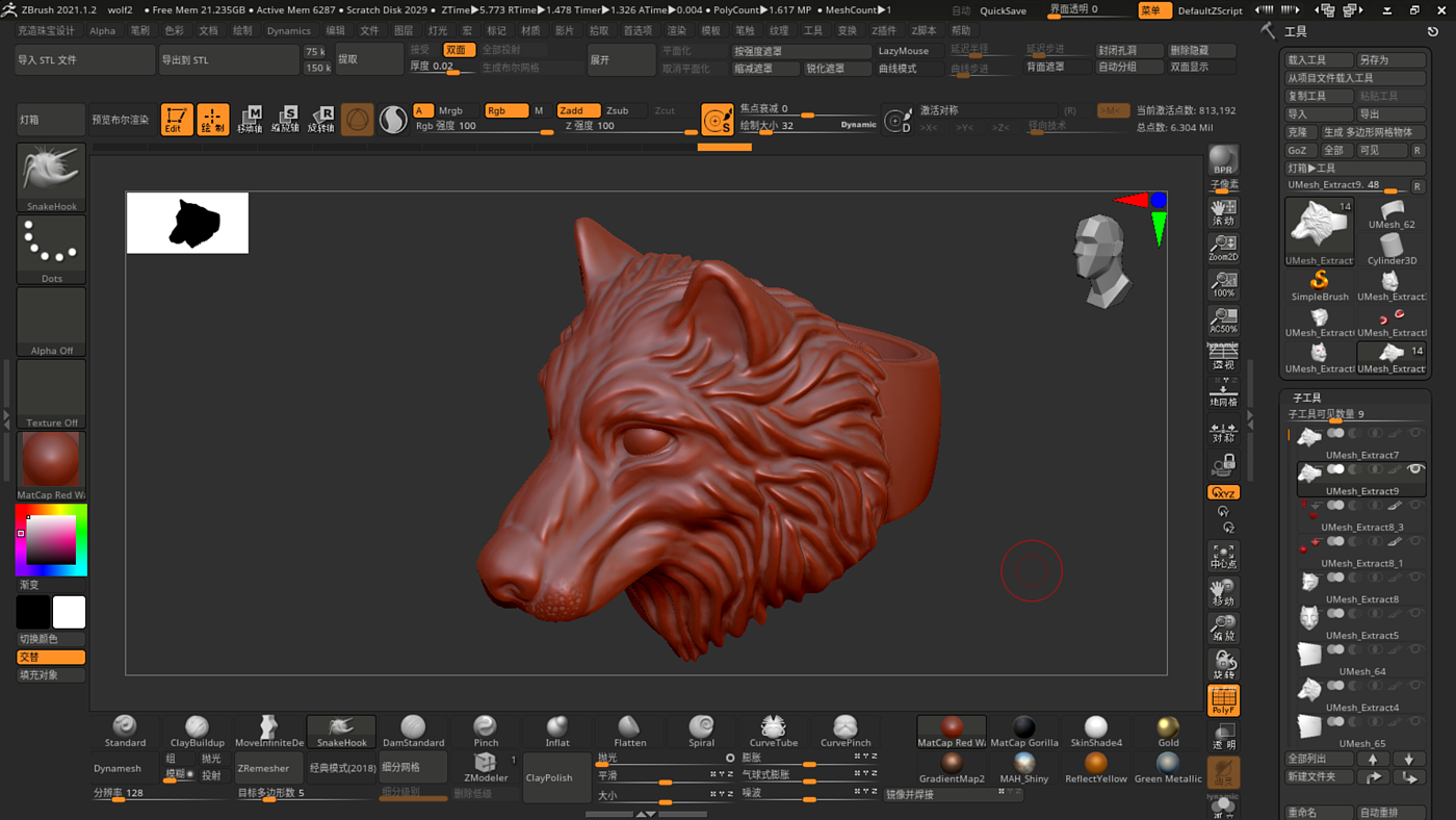 Zbrush，keyshot，wolf，Modeling and rendering，jewelry，Jewellery，