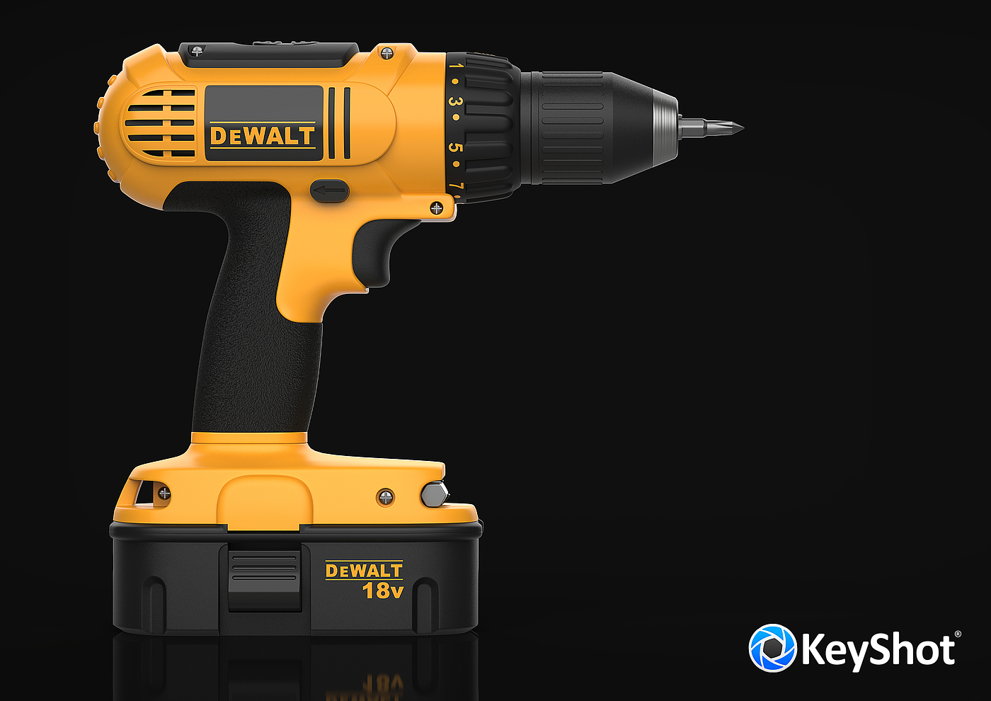 Electric drill，keyshot，Render，Hand drawn，