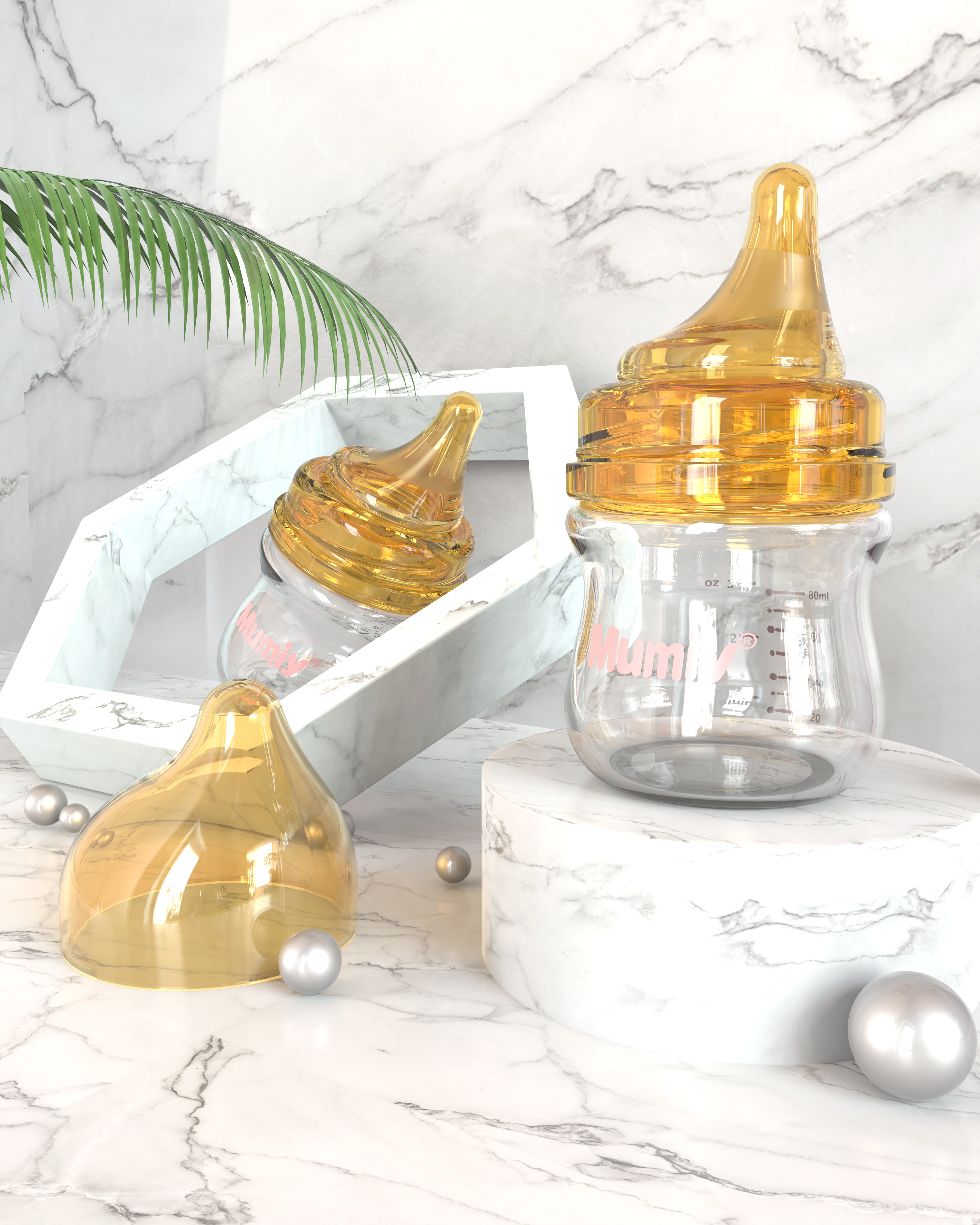 feeding bottle，Mother and baby，Bottle rendering，