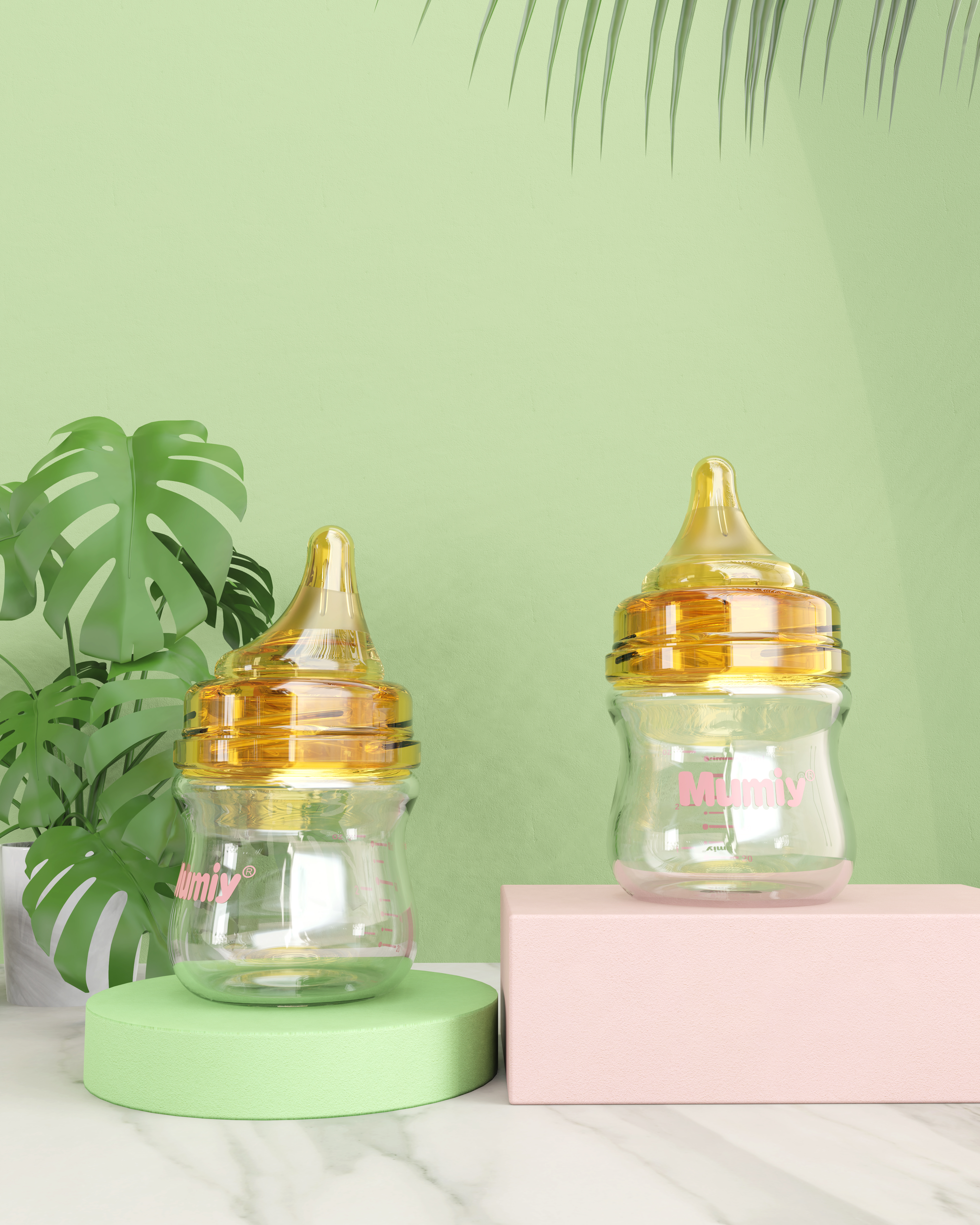 feeding bottle，Mother and baby，Bottle rendering，