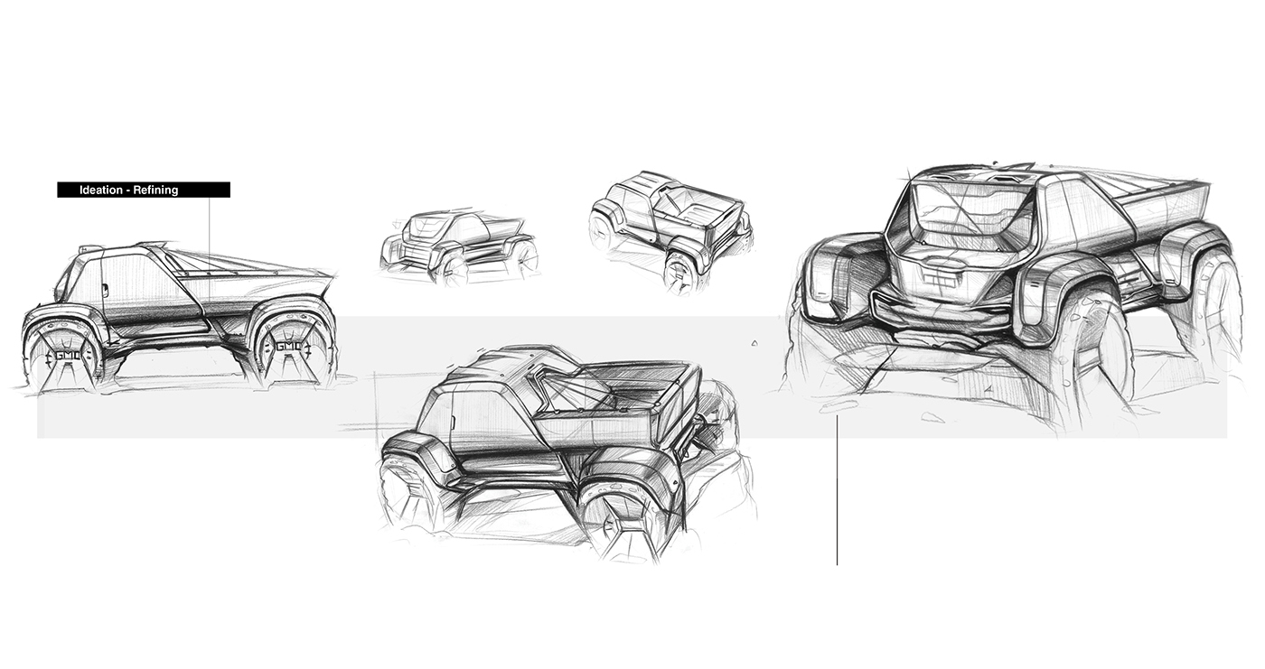 GMC，Hand drawn car，line，fine，