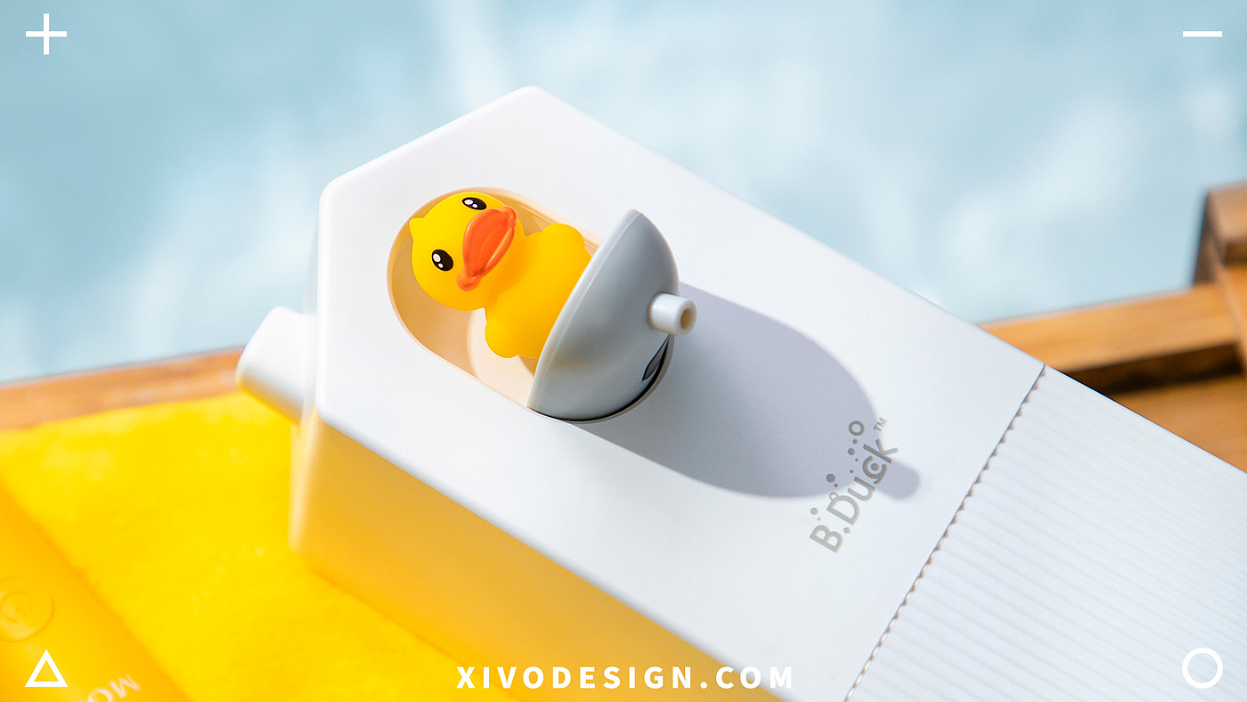 Wash mobile phone，Yellow duck，Good simple geometry，lovely，Cartoon，product design，wash hands，bathroom，